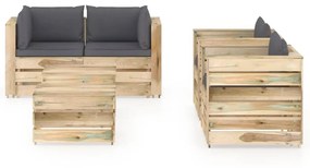 Set mobilier de gradina cu perne, 6 piese, lemn tratat verde