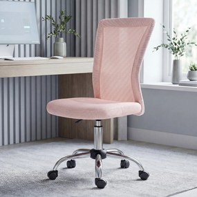 Vinsetto Scaun de Birou Ergonomic, Rotativ, fără Brațe, din Plasă Respirabilă, Înălțime Reglabilă, Roz | Aosom Romania
