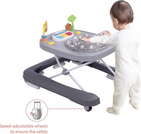 Premergator Premium 2 in 1 NOVOKIDS™ Little Giraffe Walker, Reglabil in 3 trepte de inaltime, Transformabil in antemergator, Roti silentioase, Cu