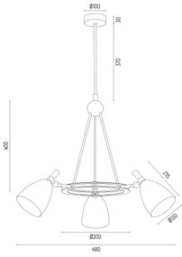 Lustră pe tijă CHARLOTTE 3xE27/15W/230V neagră/aurie Argon 6149