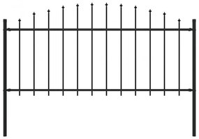 Gard de gradina cu varf sulita, negru, (0,5-0,75) x 1,7 m otel