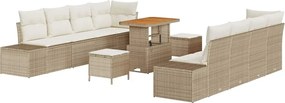 vidaXL Set de canapele pentru grădină cu pernă 11 pcs Bej poliratan