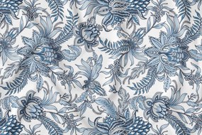 Fata de masa din bumbac Culoare alb, FLORI ALBASTRE 140x240 cm