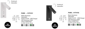 Aplica cu reader LED directionabil si USB Charger Fuse neagra NVL-9170102
