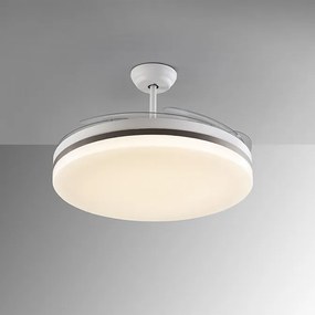 Lustra LED cu Ventilator si telecomanda, lame retractabile Vento alb/ bronz