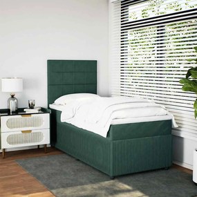 vidaXL Pat continental cu saltea, verde închis, 80x200 cm, catifea