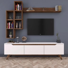 Ansamblu Comoda TV M16-804 Alb-Walnut