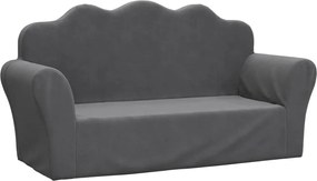 vidaXL Canapea pentru copii cu 2 locuri, antracit, pluș moale