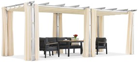 Barbados 3x6 m patio pergola cu perdele Garden Point alb și bej