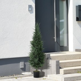 HOMCOM Chiparos artificial, 638 frunze din plastic, cu ghiveci, rezistent la UV, Verde | Aosom Romania