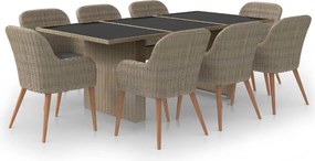 vidaXL Set mobilier de grădină, 9 piese, poliratan