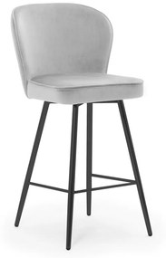 Scaun de bar Aine gri picioare negru - H70 cm