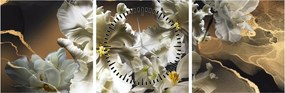 Tablou - Flori de orhidee pe fundal de marmură (cu ceas) (90x30 cm)
