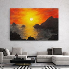 Tablou Canvas, 50x70cm, Dormitor si Living, Peisaje, Apus de soare, Mountains Rocks Painting