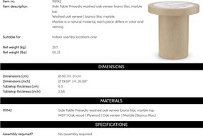 Masuta Design LUX, Marmura, Furnir Stejar, Presedio 50cm