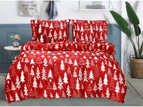 2x lenjerie de pat din microplus rosu BRAZI DE CRACIUN + cearceaf din microplus SOFT 180x200 cm alb