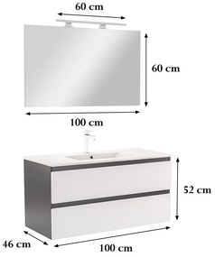 Mobilier complet de baie Vario Forte 100 antracit-alb