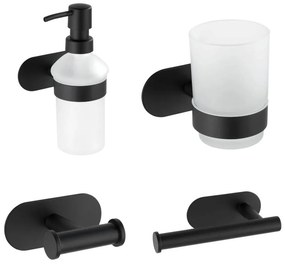 Set de accesorii de baie negru mat autoadeziv din oțel inoxidabil Orea – Wenko