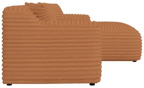 Colțar teracotă cu tapițerie din catifea reiată (cu colț pe partea dreaptă, cu șezlong) Martin – Ropez