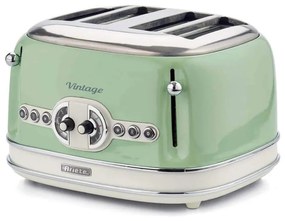 Prajitor de paine Ariete VINTAGE 0156/04, 1600W, 4 felii, 3 functii, 6 trepte, Tava firimituri detasabila, Verde