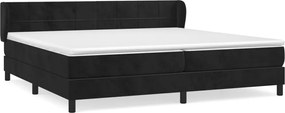 vidaXL Pat box spring cu saltea, negru, 200x200 cm, catifea