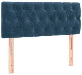 Pat box spring cu saltea, albastru inchis, 200x200 cm, catifea Albastru inchis, 200 x 200 cm, Design simplu