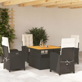 3277317 vidaXL Set mobilier de grădină cu perne, 5 piese, negru, poliratan