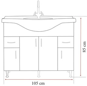 Mobilier complet de baie Bianca Prime 105, alb lucios
