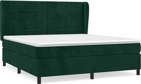 vidaXL Pat box spring cu saltea, verde închis, 180x200 cm, catifea