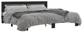 3280127 vidaXL Cadru de pat, negru, 200x200 cm, lemn prelucrat și metal