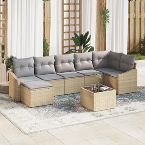 vidaXL Set canapea gradina 8 piese cu perne Negru ratan polimer