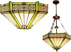 BRILAGI - Tiffany candelabru cu vitralii suspendat pe lanț EMERALD 3xE27/60W/230V Ø 50 cm
