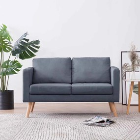 vidaXL Canapea cu 2 locuri, material textil, gri închis