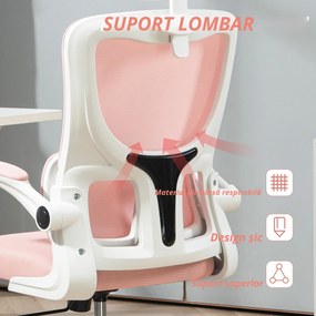 Vinsetto Scaun de Birou Ergonomic cu Tetieră Detașabilă Roz | Aosom Romania