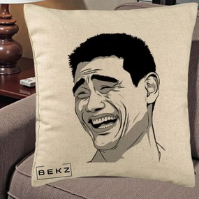 Perna Decorativa Yao Ming Meme, 40x40 cm, Bej, Husa Detasabila, Perna Inclusa, BEKZ®