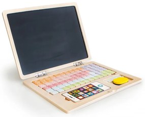 Laptop educațional magnetic din lemn cu telefon și litere