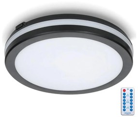 Plafonieră LED cu senzor pentru baie LED/24W/230V IP65 d. 30 cm negru + telecomandă