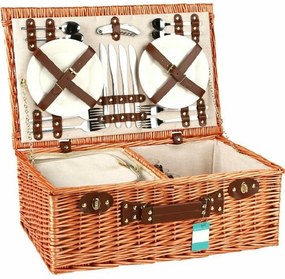 Coș de picnic pentru 4 persoane maro, 54 x 34 x 20 cm
