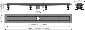 Rigola dus faiantabila iesire verticala 850 mm Alcadrain APZ2012-850 850 mm