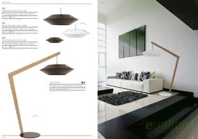 Lampadar, lampa de podea, finisaj lemn, abajur negru, Ovni negru FL