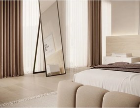 Pat maro deschis tapițat cu spațiu de depozitare cu somieră 90x200 cm Lamica – ELTAP