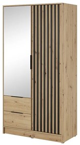 Dulap cu oglindă Neria 105 cm - stejar artisan / negru