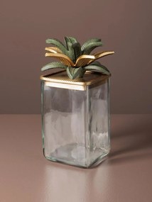 Cutie decorativa, din sticla si alama, H18cm, Palmas