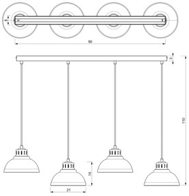 Lustră pe cablu SVEN 4xE27/15W/230V bej