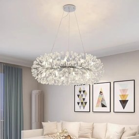 Lustra Modernă, Argintie, 9 Becuri, Soclu G9