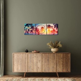 Tablou - Apus de soare tropical (cu ceas) (90x30 cm)