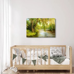 Tablou - Salcie lângă lac, pictură în ulei (90x60 cm)