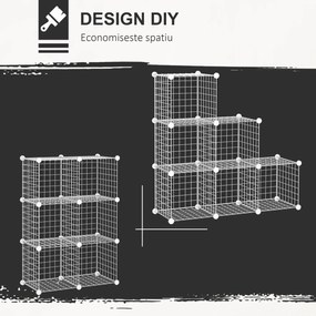 HOMCOM Mobilier Modular pentru Încălțăminte, 6 Cuburi Albe din Plastic PP și Oțel, 30x30x30cm, Eficient și Elegant | Aosom Romania