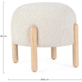 Taburet rotund, alb natural, 45x38 cm, Dayla, Bizzotto