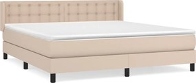 vidaXL Pat box spring cu saltea, cappuccino, 160x200cm piele ecologică